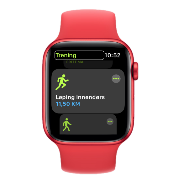 Apple Watch med appen Trening åpen